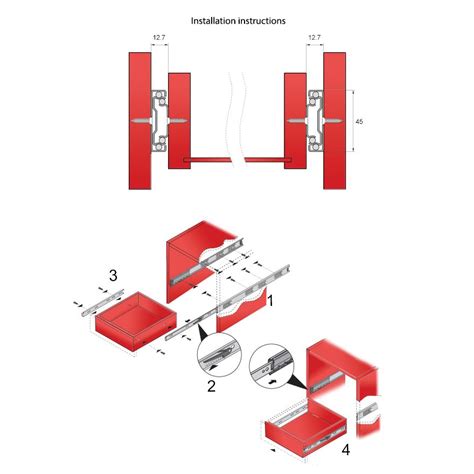 Drawer runners soft-close 300mm - H45 (right and left side) - Furnica