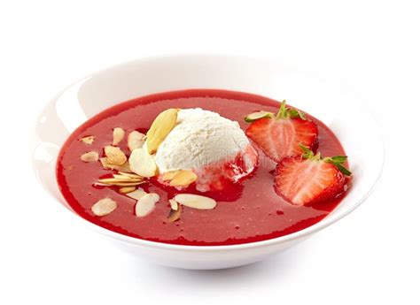 Strawberry Soup with Ice Cream Stock Photo - Image of ball, mashed: 41291620