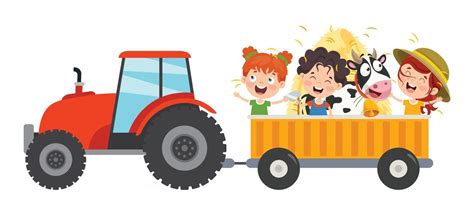 Funny Kid And A Tractor 2538795 Vector Art at Vecteezy