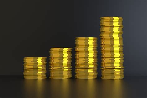 Increasing stacks of gold coins free image download