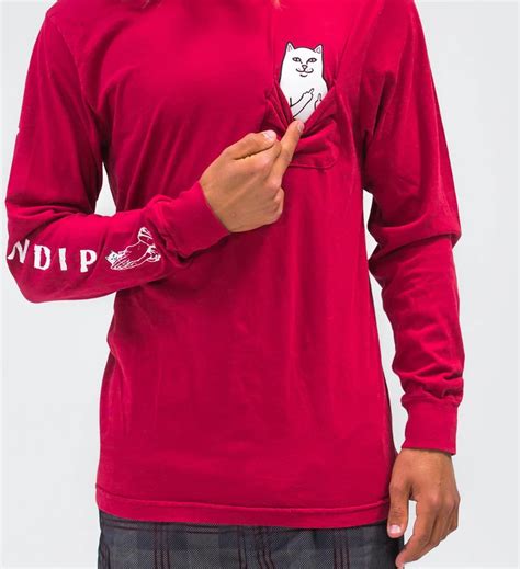 RIPNDIP Lord Nermal LS Pocket Tee, Burgundy – SK8 Clothing