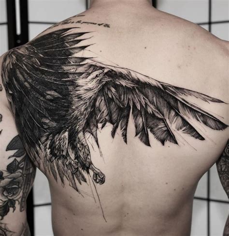 Black Eagle Tattoo on Back - Best Tattoo Ideas Gallery