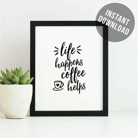 Coffee signs decor, life happens coffee helps, coffee quote gifts ...