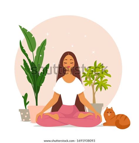 Amazing Cartoon Girl Yoga Lotus Pose Stock Vector (Royalty Free ...