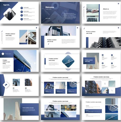 Cool & Modern Blue Business Presentation Template – Original and High ...