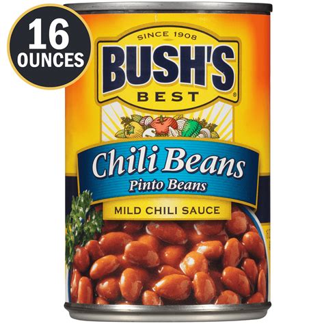 BUSHS Chili Beans Pinto Beans in Mild Chili Sauce Canned Beans 16 Oz - Walmart.com - Walmart.com