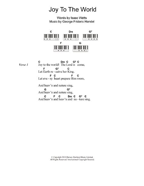 Joy To The World (Piano Chords/Lyrics) - Print Sheet Music Now