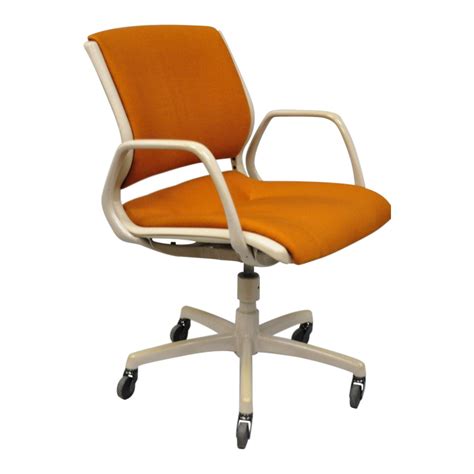 Vintage Steelcase Mid-Century Modern Orange Rolling Office Desk Arm ...