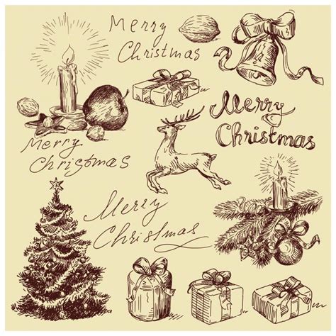 Vintage christmas illustration vector Free Vector / 4Vector