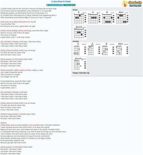 Chord: I Like How It Feels - Enrique Iglesias - tab, song lyric, sheet ...