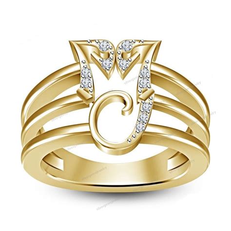 14k Gold Finish Brilliant Mj Diamond Fashion Michael Jackson Men's Ring ...