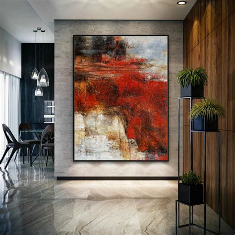 Modern Wall Art Abstract Rustic Minimal Minimalist Contemporary Hand Painted Oil Painting On ...