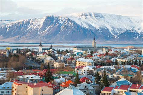 Scenery view of Reykjavik the capital city of Iceland in late winter season. - United States ...