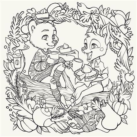 Colouring Heaven, Adult Colouring Printables, Friends Thanksgiving, Little Bears, Coloring Book ...