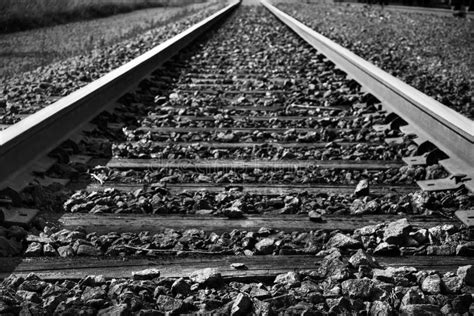 Black And White Train Tracks Royalty Free Stock Photos - Image: 24497768