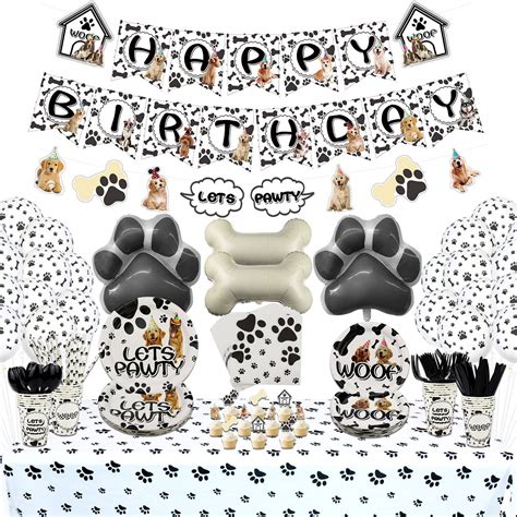 Walmart Dog Party Supplies - Pet Decor Kit with Paw Print Balloons, Themed Tableware for Kids ...