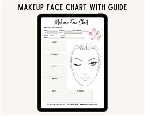 Editable Makeup Face Chart Face Makeup Chart Makeup Artist Form Makeup ...