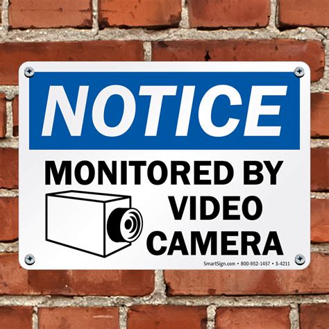 Notice Monitored By Video Camera Sign, SKU: S-4211