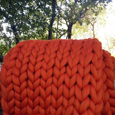 Burnt Orange Throw Blanket Chunky Knit Blanket Giant Knit | Etsy