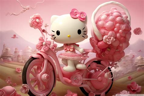 Pink Hello Kitty 3D Ultra HD Desktop Background Wallpaper for 4K UHD TV ...