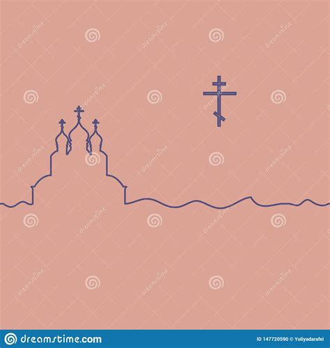 Orthodox church and cross. stock vector. Illustration of belief - 147720590