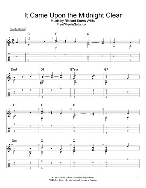 It Came Upon the Midnight Clear - Solo Guitar Tab - FreewheelinGuitar.com