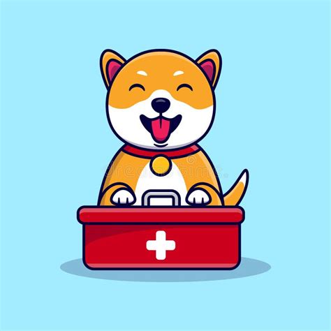 Cute Dog with First Aid Kit Box Stock Vector - Illustration of pets, poster: 218992844