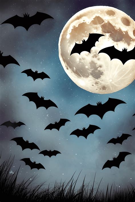 Full Moon and Bats Border · Creative Fabrica