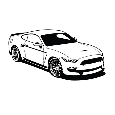 mustang muscle car black and white vector design 14721568 Vector Art at ...