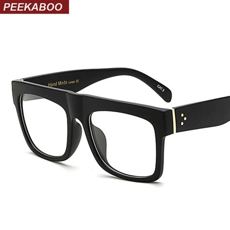 Peekaboo matte black glasses frames for men square clear transparent ...