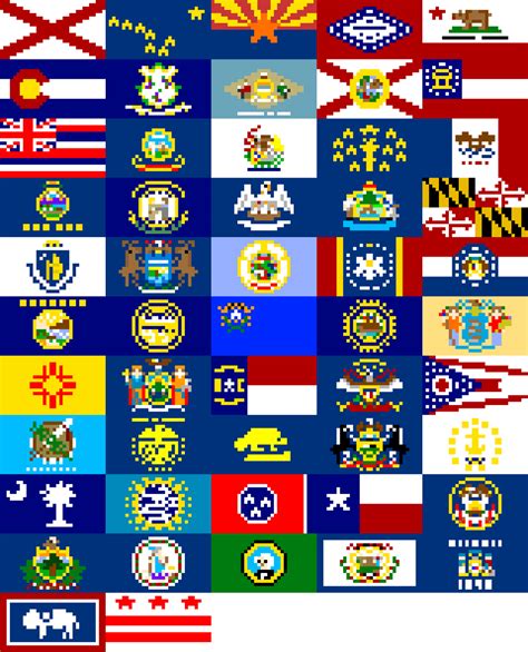 I drew every US state flag as low-res pixel art : r/vexillology