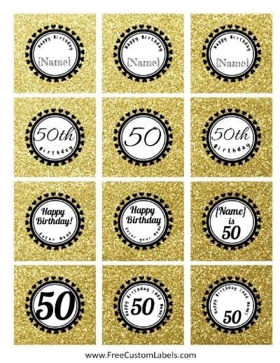 50th Birthday Cupcake Toppers - Free and Customizable