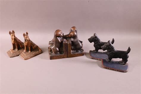 3 PAIRS OF DOG BOOKENDS - Redlands Antique Auction