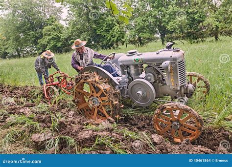 Plowing With An Old Tractor Editorial Stock Image - Image of obsolete ...