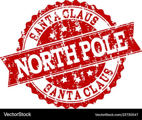 Red grunge santa claus north pole stamp seal Vector Image