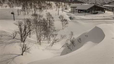 Snowy Cloudy Mountain Scenery Near Goshiki Onsen Stock Image - Image of ...