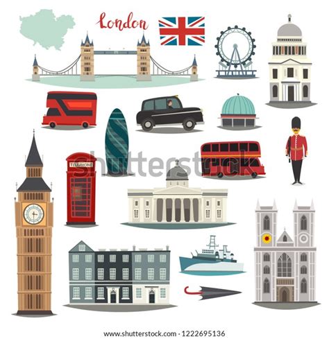 London Vector Illustration Big Collection Cartoon Stock Vector (Royalty Free) 1222695136 ...