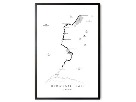 Berg Lake Trail Map Berg Lake Trail Poster Canada Hiking | Etsy