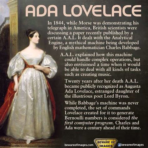 Augusta Ada Lovelace credited with the creation of first programmable ...