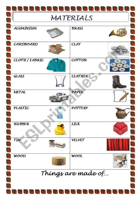 Materials - ESL worksheet by marierose