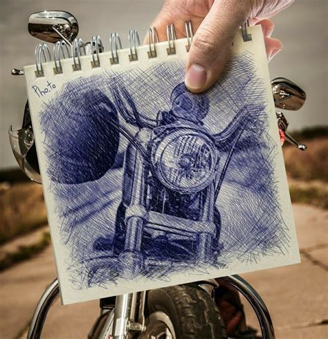 Bike pen sketch | Штриховка, Шариковая ручка, Артбуки