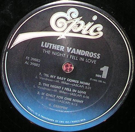 Luther Vandross - The Night I Fell In Love - Used Vinyl - High-Fidelity ...