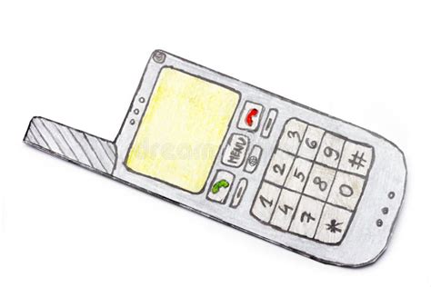 Drawing of mobile phone stock illustration. Illustration of crayon ...