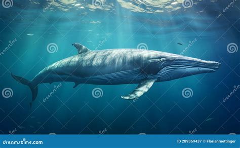 Close Up Of A Fin Whale Swimming In The Deep Ocean. Natural Background With Beautiful Lighting ...