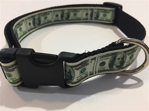 Money Dog Collar Cash Dog Collar 1 Inch Wide Collar Adjustable Dog ...