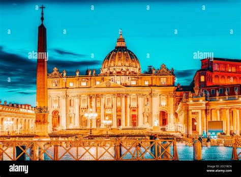 St. Peter's Square and St. Peter's Basilica, Vatican City in the evening time.Italy Stock Photo ...