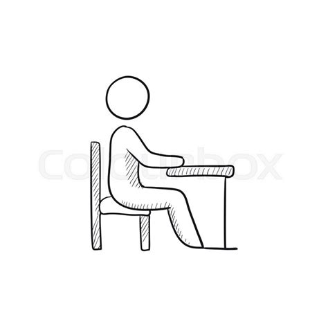 Student sitting on chair at the desk ... | Stock vector | Colourbox