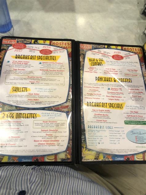 Menu at Stardust Diner cafe, Vancouver