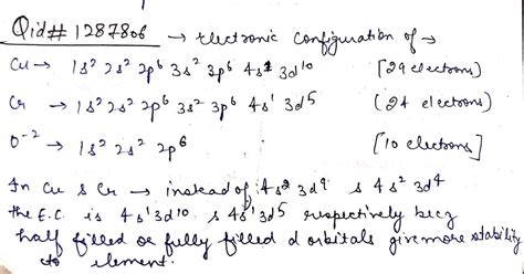 Write the electronic configuration of Cu(At No = 29),Cr(at no 24) and O^2