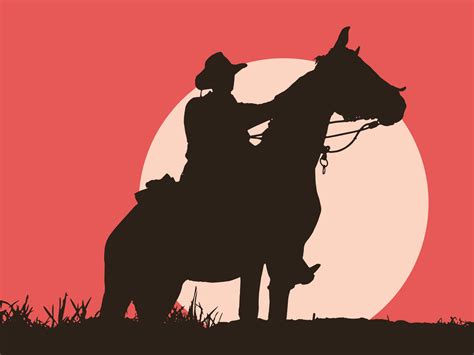 Sunset Cowboy On Horse Silhouette - bmp-extra